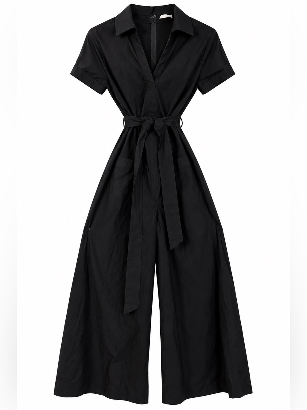 Maeve Anthropologie Black Wide Leg Belted Jumpsuit Size 4